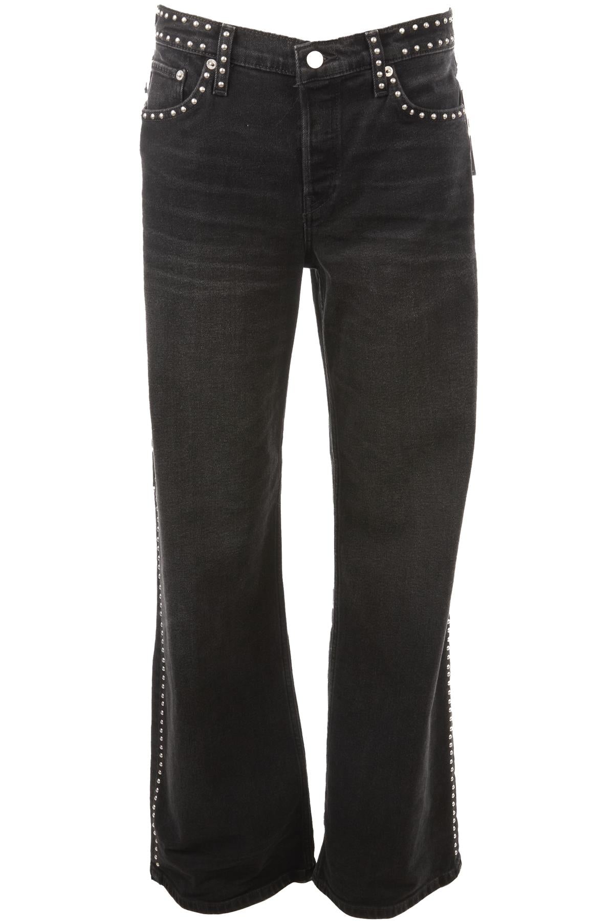 RE/DONE BLACK HIGH RISE WIDE LEG JEANS W30
