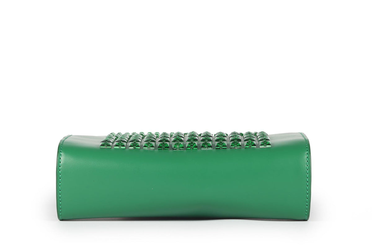 DAVID KOMA GREEN LEATHER SHOULDER BAG