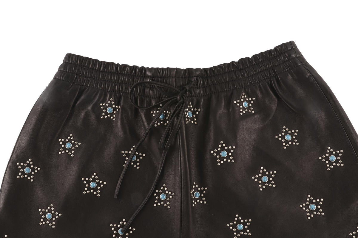 VALENTINO BLACK LEATHER SHORTS IT 42 UK 10