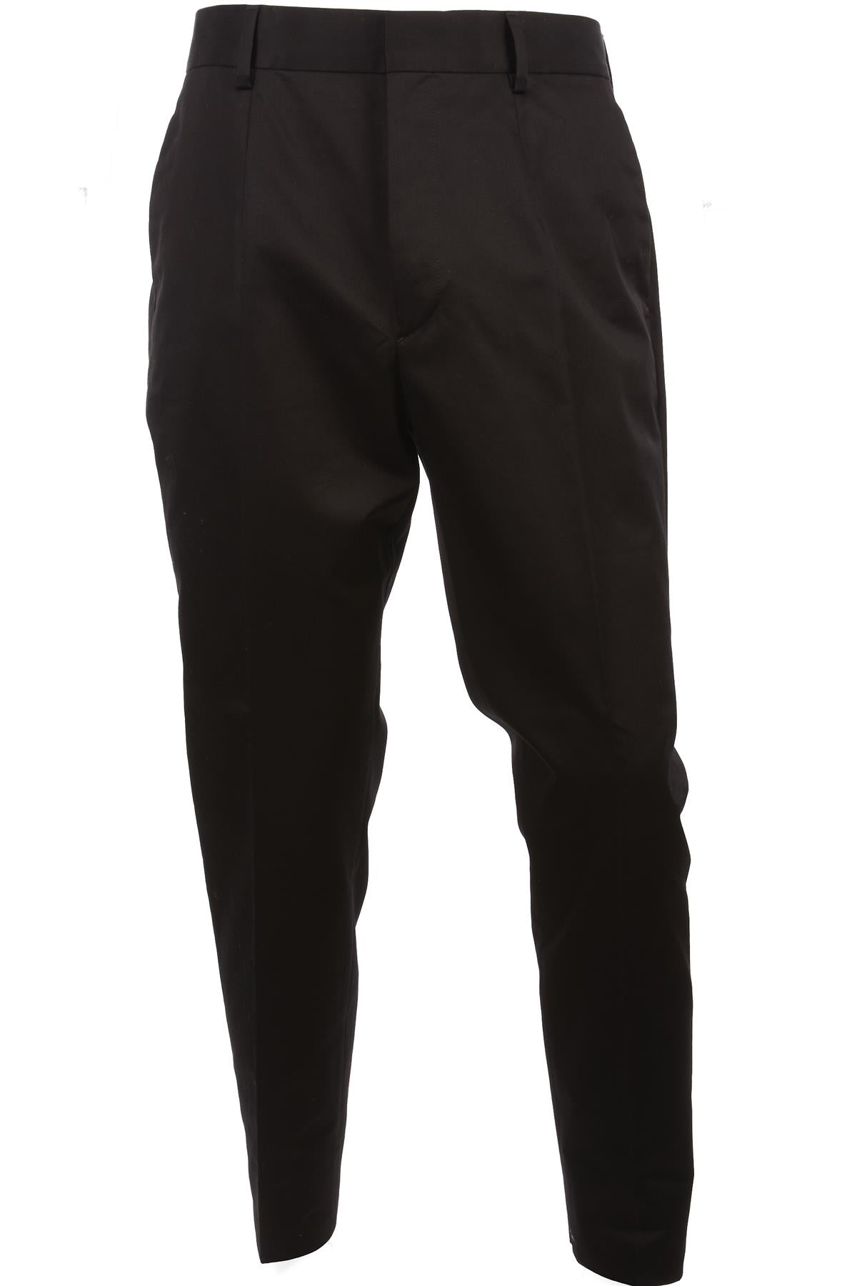 PRADA BLACK MEN'S COTTON STRAIGHT LEG PANTS IT 48 UK 32