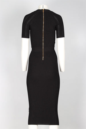 BALMAIN BLACK KNIT MIDI DRESS FR 34 UK 6