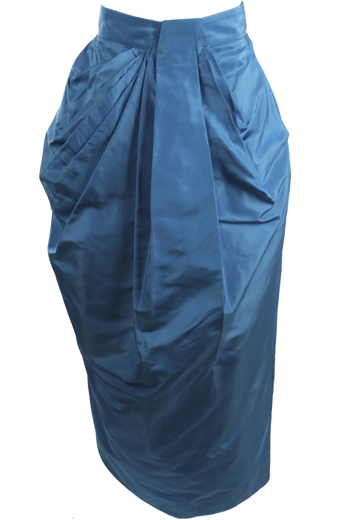 CHRISTOPHER JOHN ROGERS BLUE SILK MAXI SKIRT US 4 UK 8
