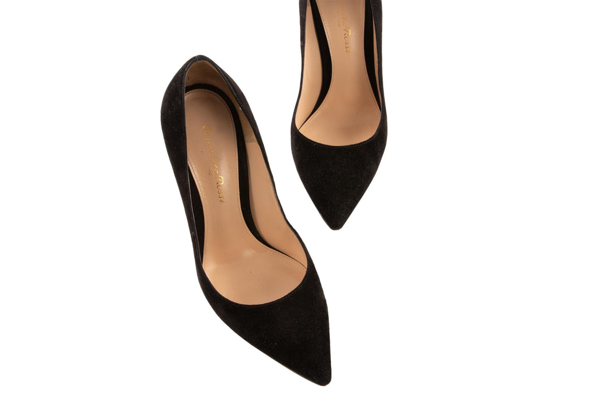 GIANVITO ROSSI BLACK SUEDE PUMPS EU 35.5