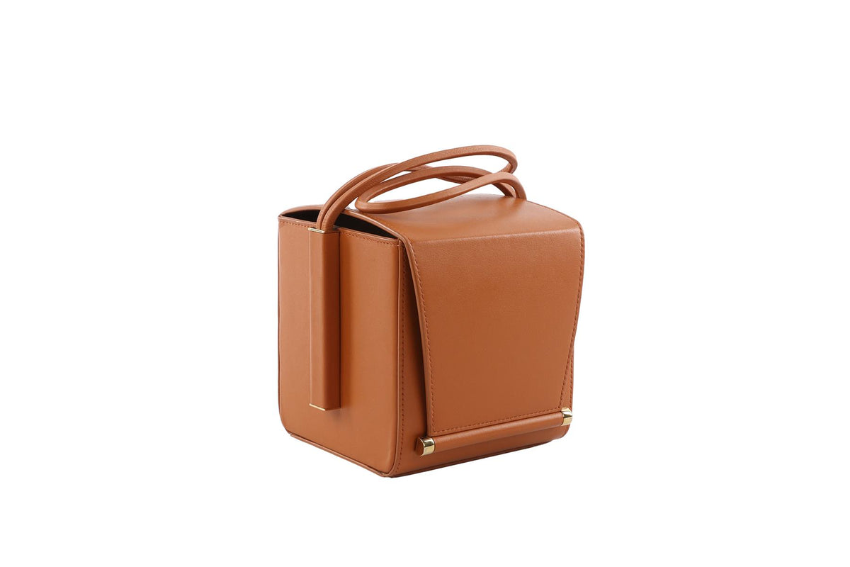 ROKSANDA TAN BOX LEATHER CLUTCH