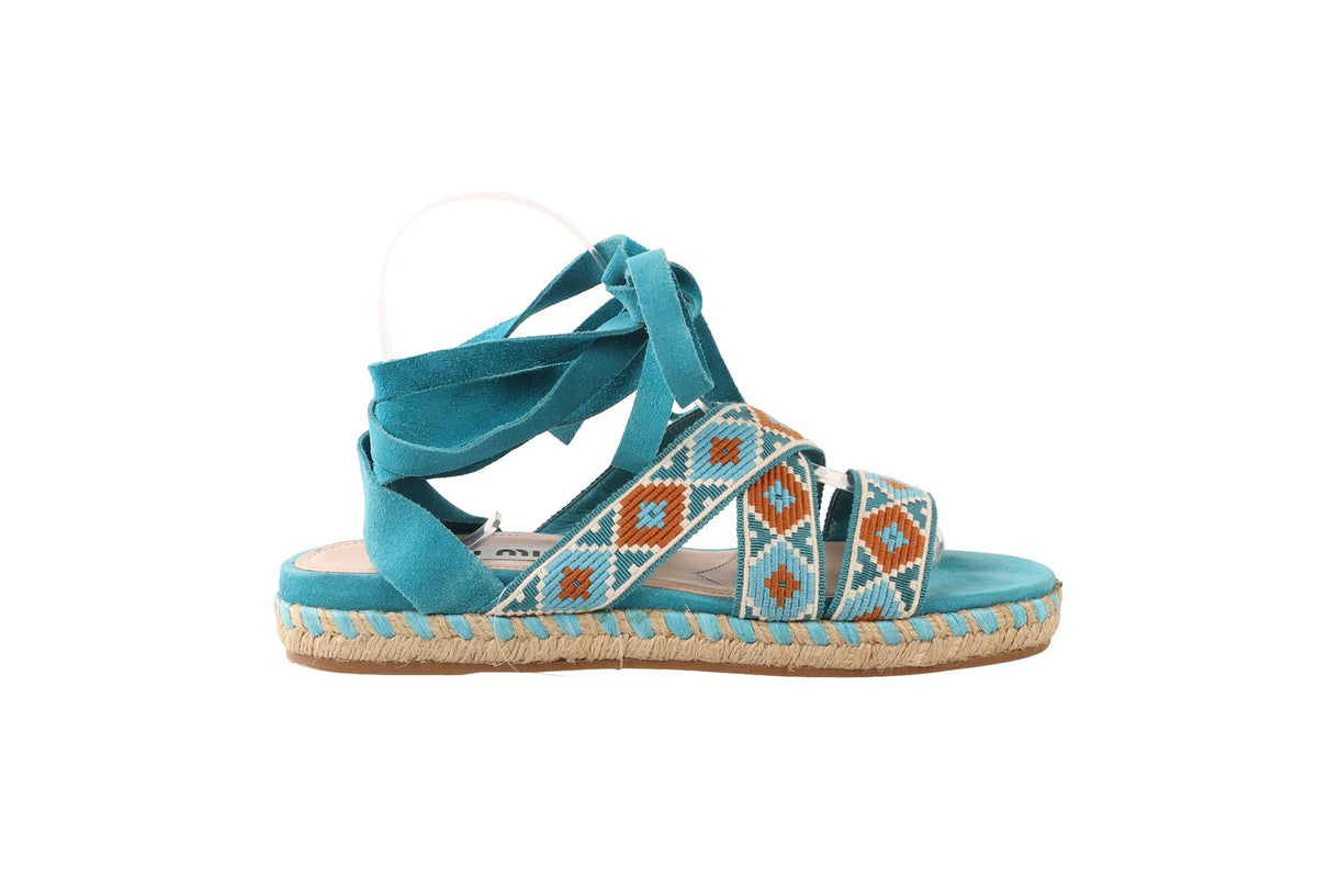 MIU MIU BLUE SUEDE SANDALS EU 38 UK 5 US 8