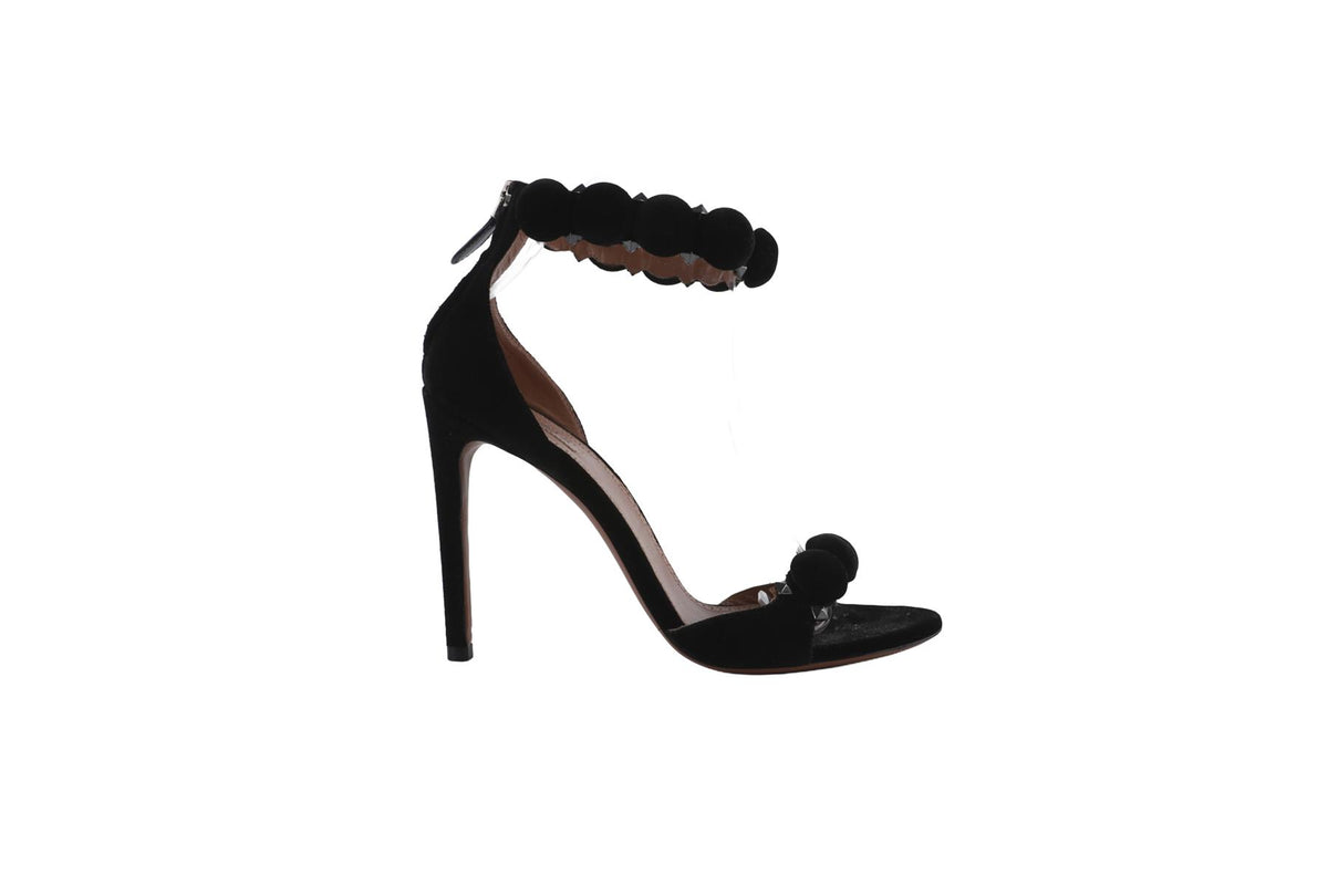 BLACK BOMBE VELVET SANDALS