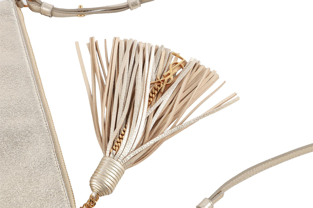 SAINT LAURENT GOLD TEEN MONOGRAM LEATHER CROSSBODY BAG