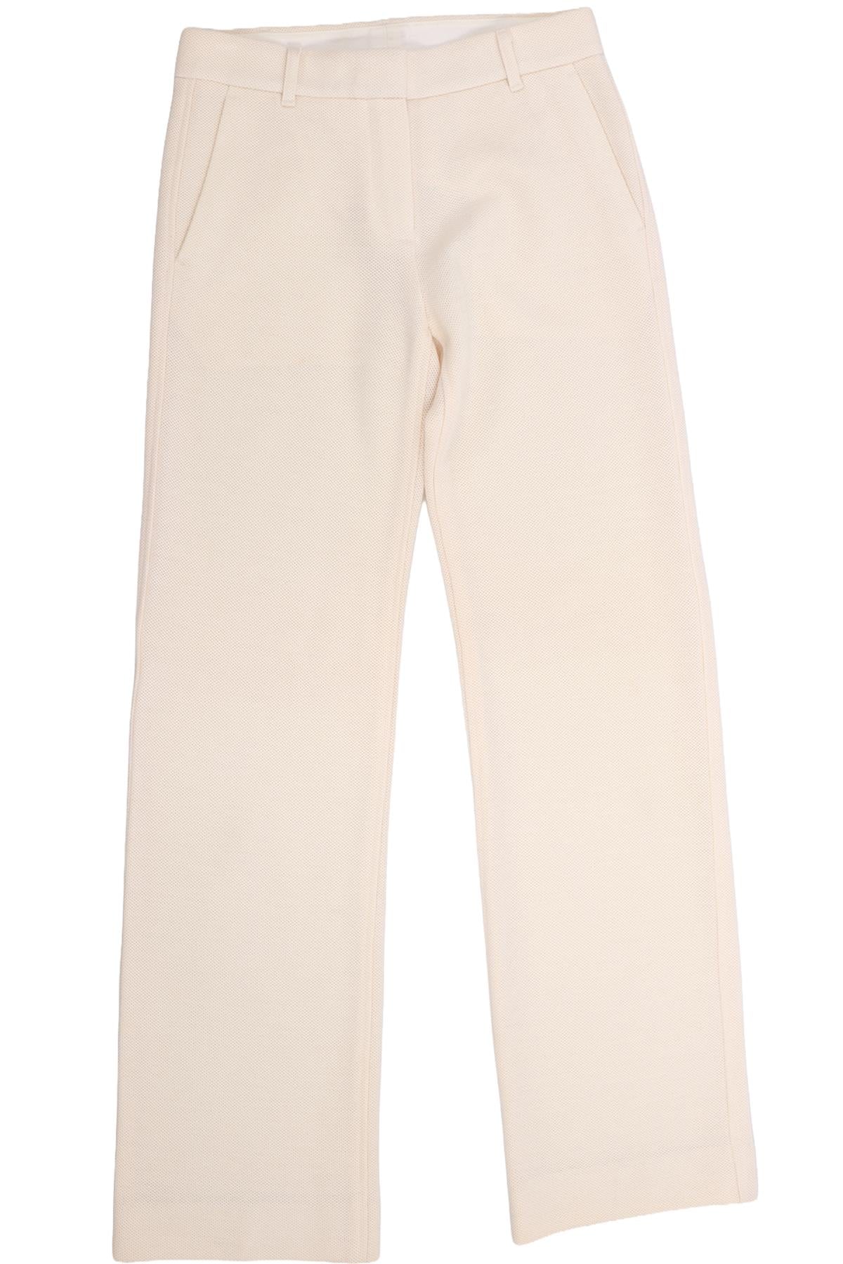 CREAM WOOL STRAIGHT LEG PANTS