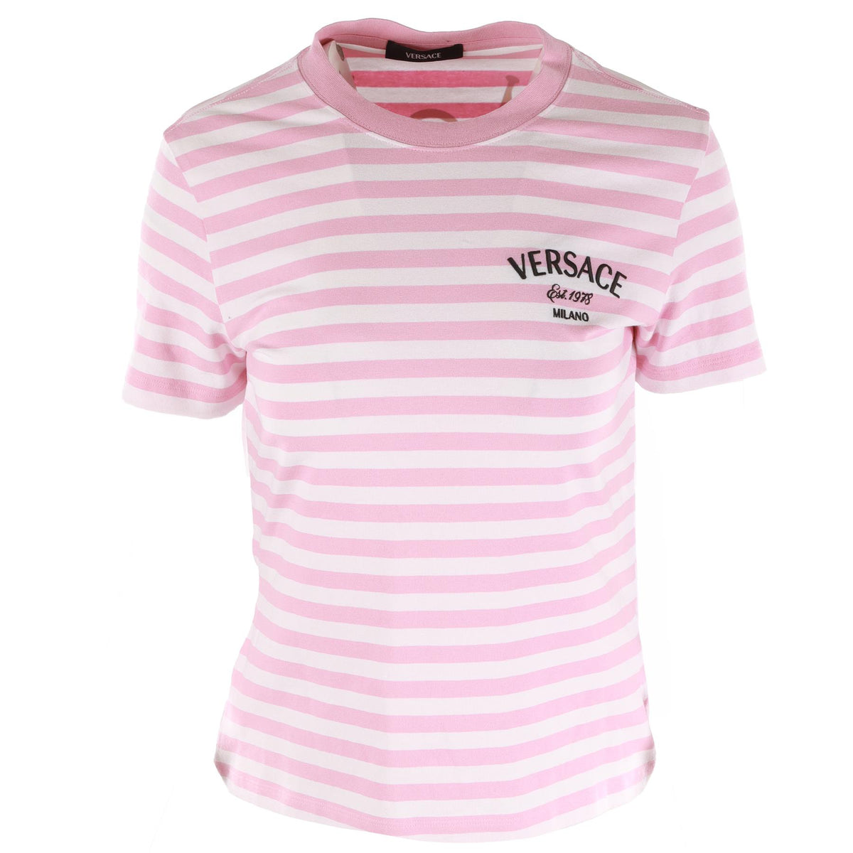 VERSACE PINK COTTON T-SHIRT IT 44 UK 12