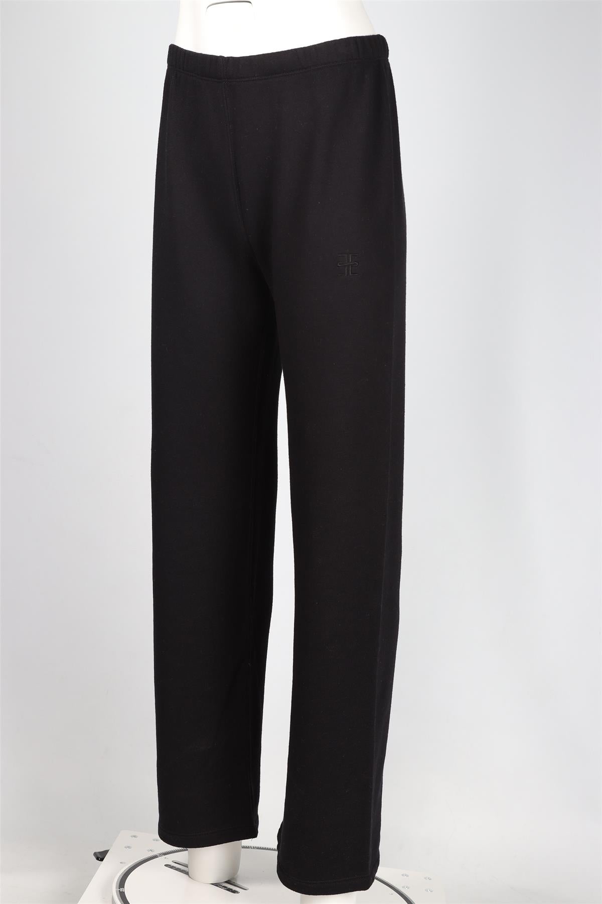 ÉTERNE BLACK COTTON BLEND STRAIGHT LEG PANTS SMALL