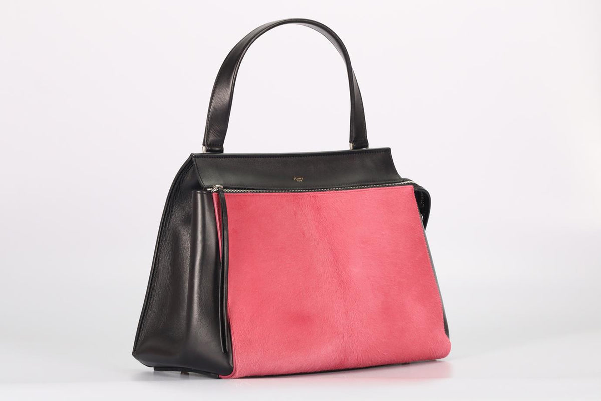 CELINE EDGE LARGE CALF HAIR AND LEATHER SHOULDER BAG