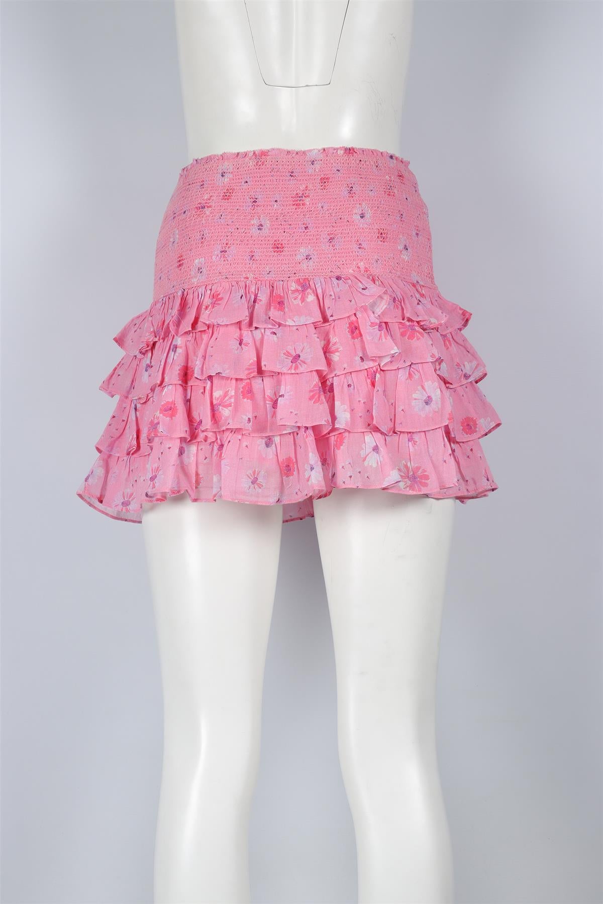 LOVESHACKFANCY PINK COTTON MINI SKIRT