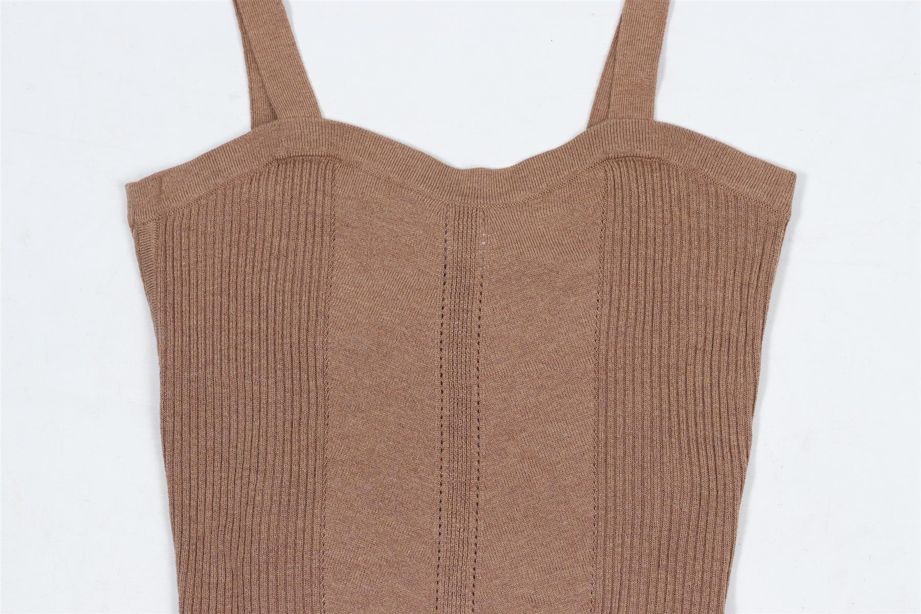 ULLA JOHNSON BROWN CROPPED KNIT TOP SMALL