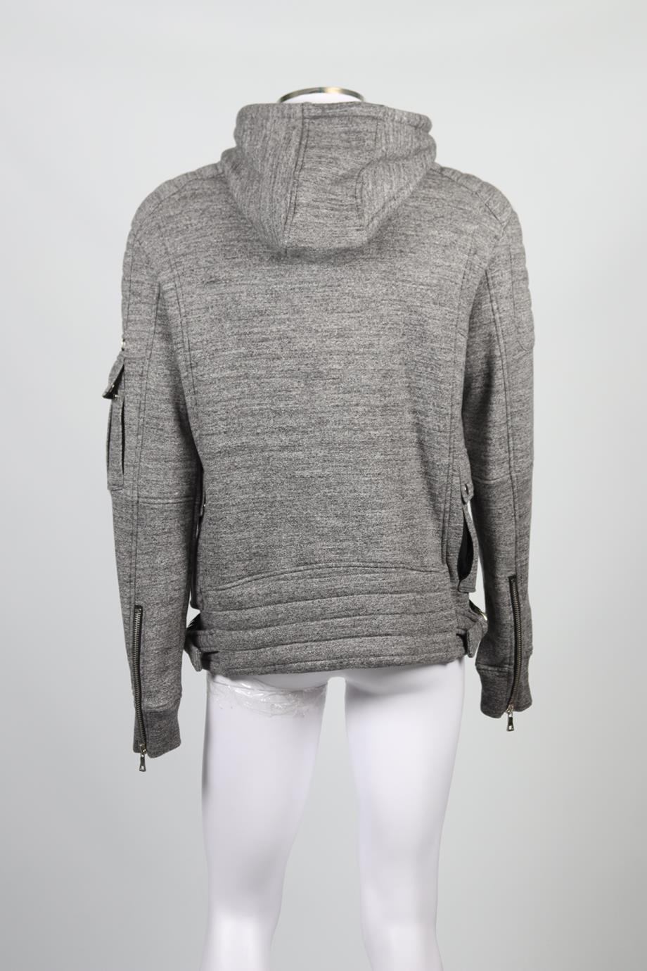 BALMAIN MEN'S COTTON AND WOOL BLEND HOODIE LARGE