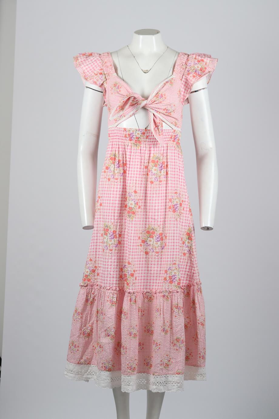 LOVESHACKFANCY FLORAL PRINT COTTON MAXI DRESS SMALL