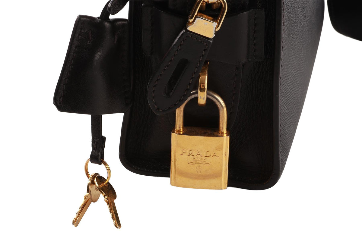 BLACK ESPLANADE SAFFIANO LEATHER SHOULDER BAG