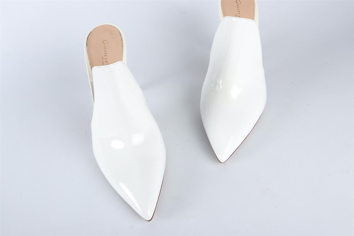 GIANVITO ROSSI WHITE PATENT LEATHER MULES EU 37 UK 4 US 7