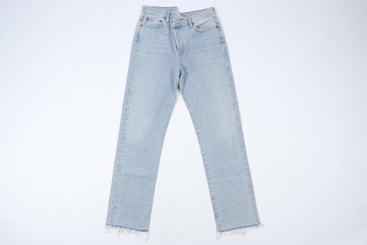 AGOLDE BLUE HIGH RISE STRAIGHT LEG JEANS W27 UK 8-10