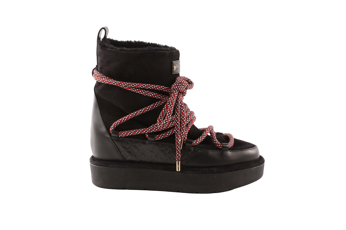 LOUIS VUITTON BLACK ASPEN MONOGRAM SUEDE ANKLE BOOTS  EU 39 UK 6 US 9