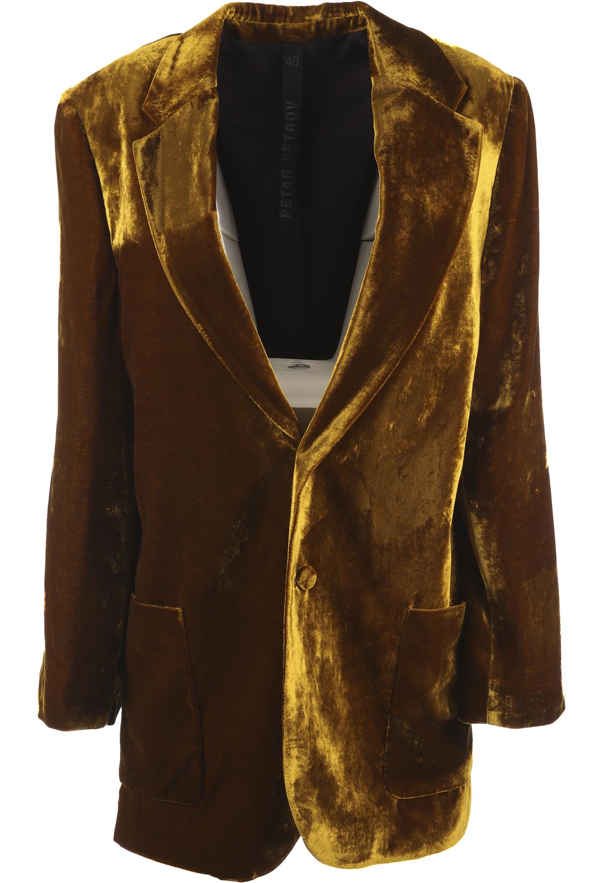 PETAR PETROV GOLD VELVET BLAZER FR 40 UK 12