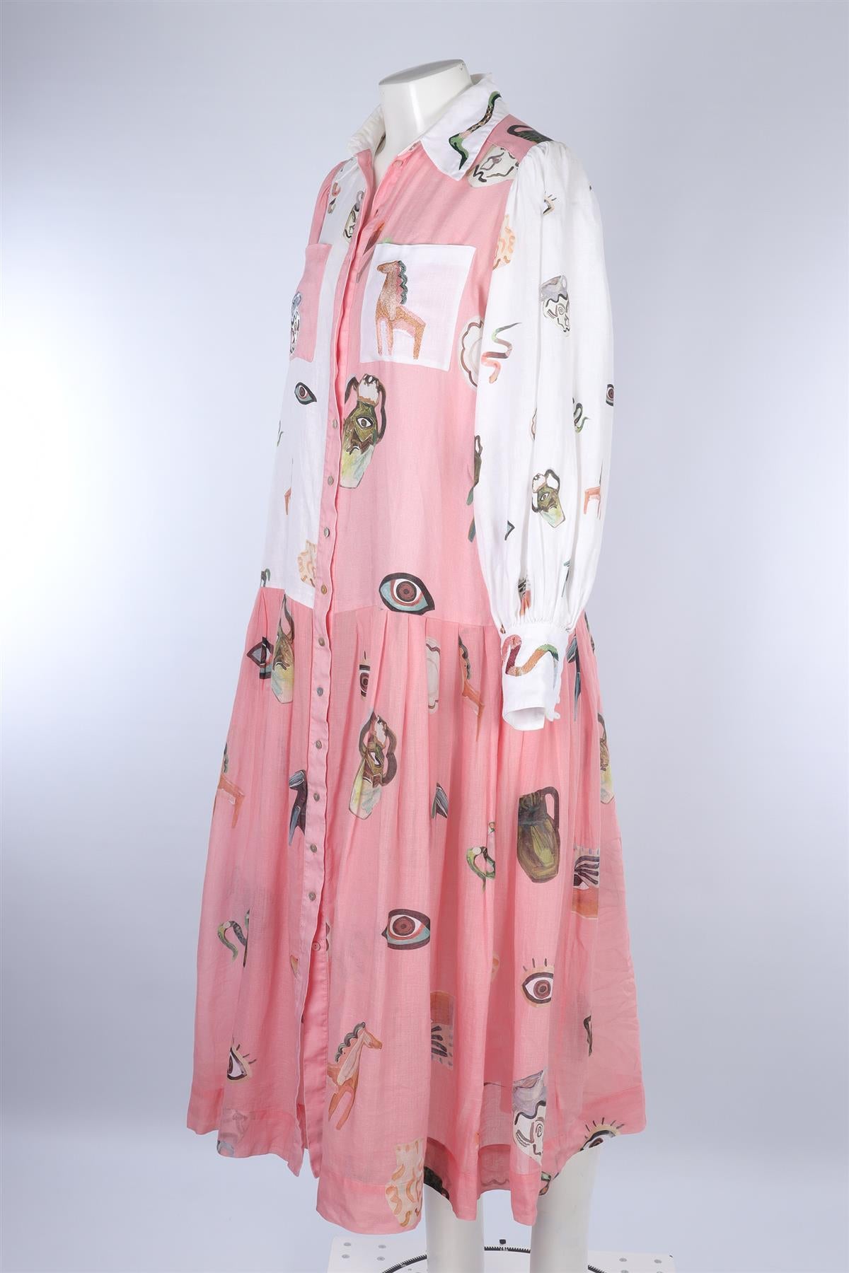 ALEMAIS PINK LINEN MAXI DRESS AU 8 UK 8
