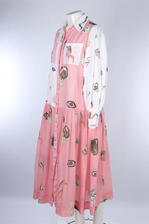 ALEMAIS PINK LINEN MAXI DRESS AU 8 UK 8
