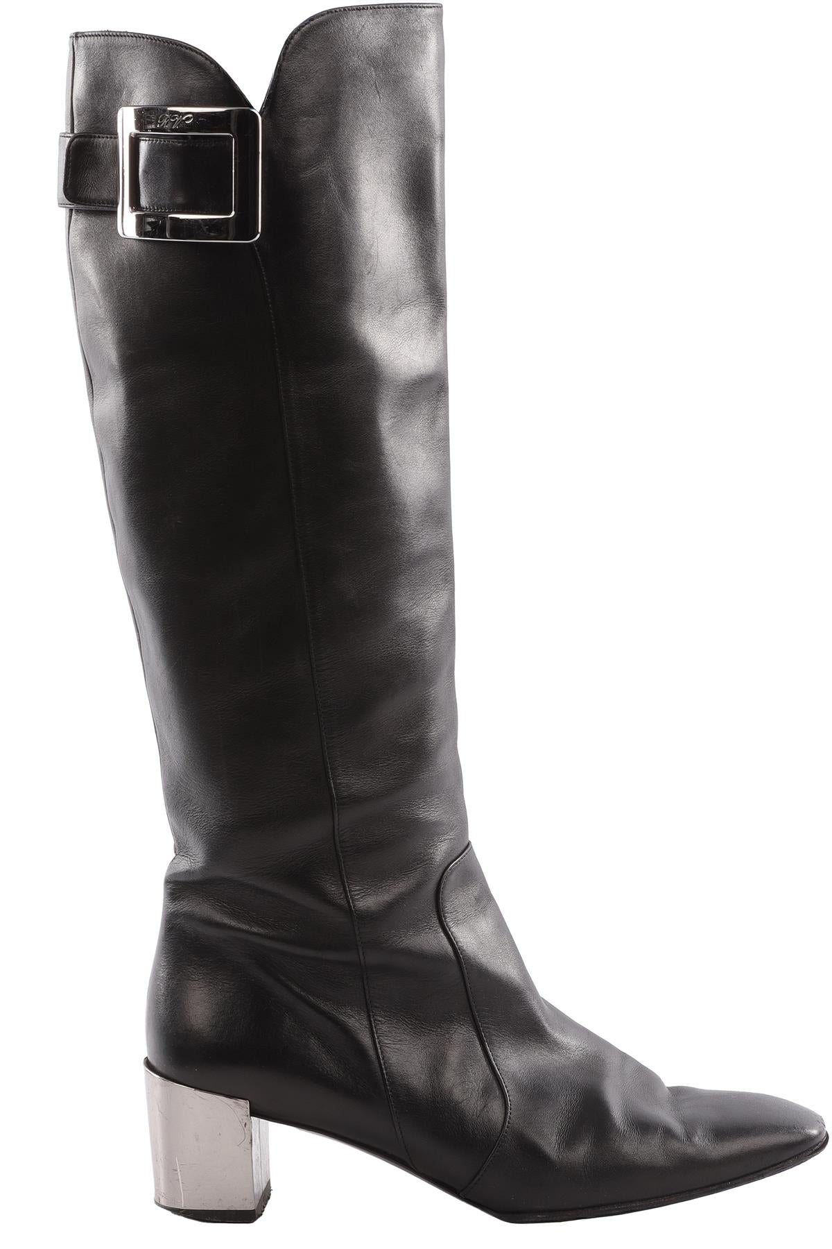 ROGER VIVIER BLACK KNEE HIGH BOOTS EU 37.5