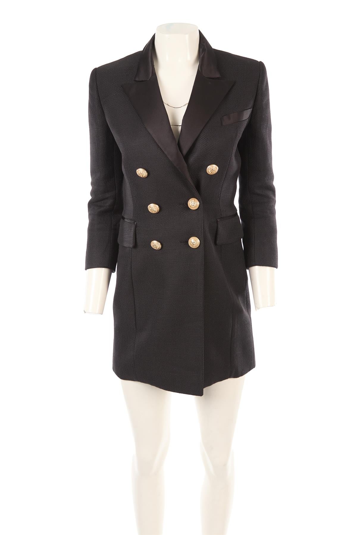 BALMAIN BLACK WOVEN MINI DRESS FR 40 UK 12