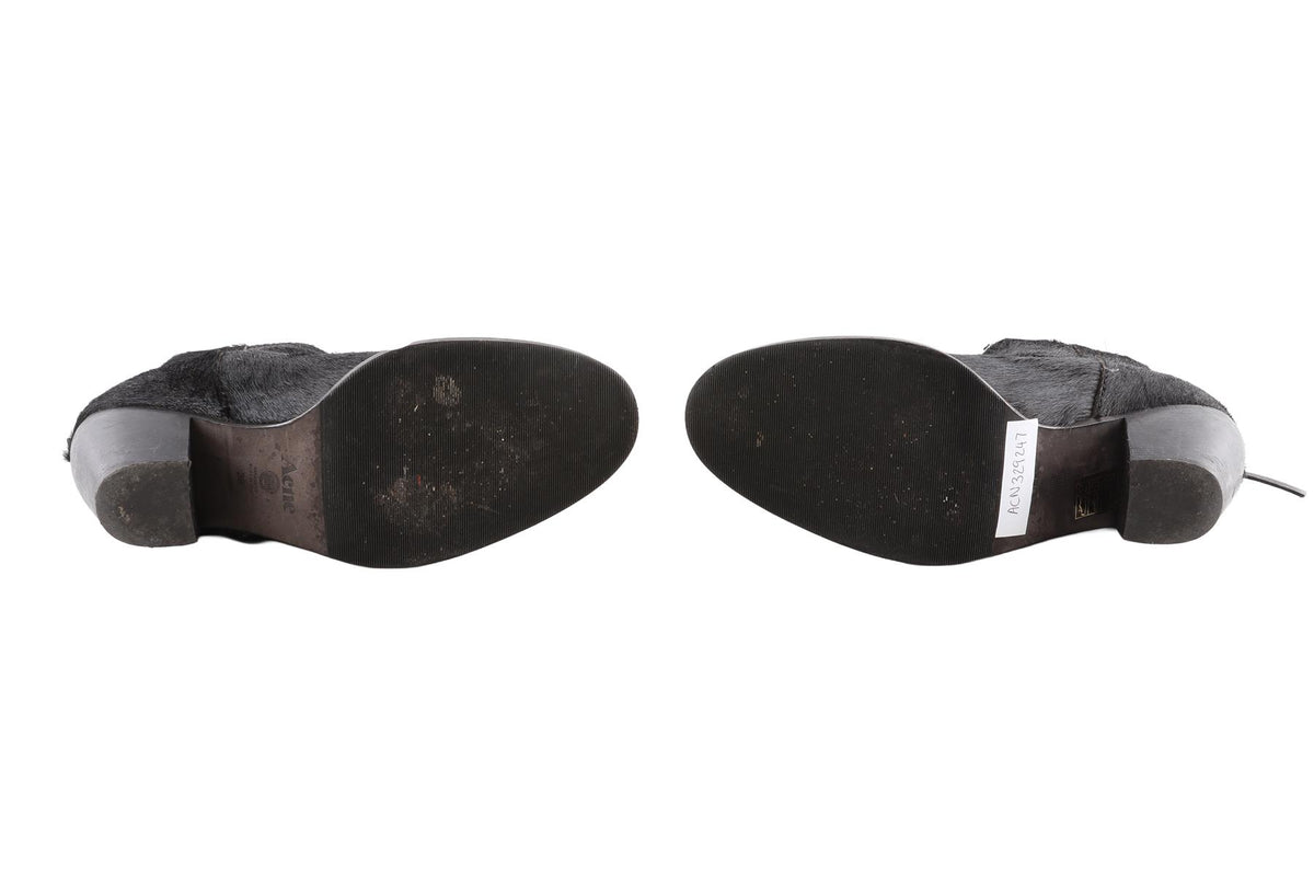 ACNE STUDIOS BLACK CALF HAIR ANKLE BOOTS EU 38 UK 5 US 8