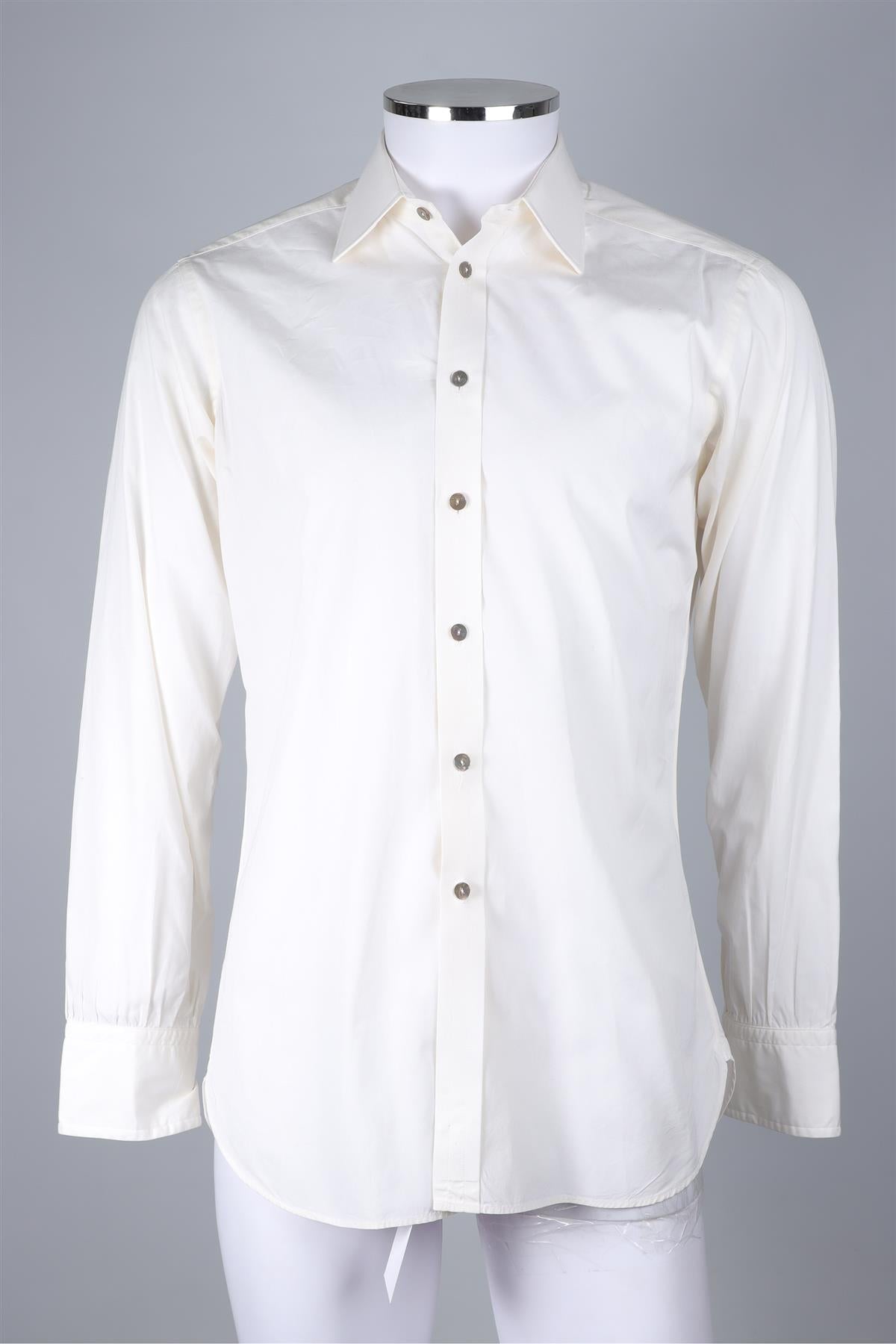 TURNBULL & ASSER CREAM MEN'S COTTON SHIRT SMALL/MEDIUM