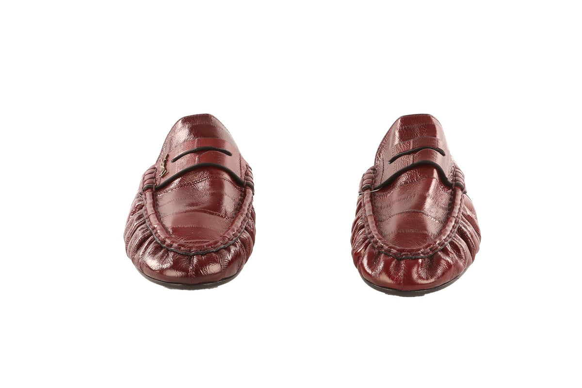SAINT LAURENT BURGUNDY LE LOAFER LEATHER MULES EU 38 UK 5 US 8