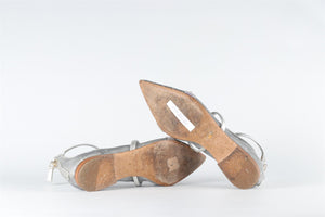 MALONE SOULIERS + ROY LUWOLT SILVER MESH BALLET FLATS EU 38 UK5 US 8