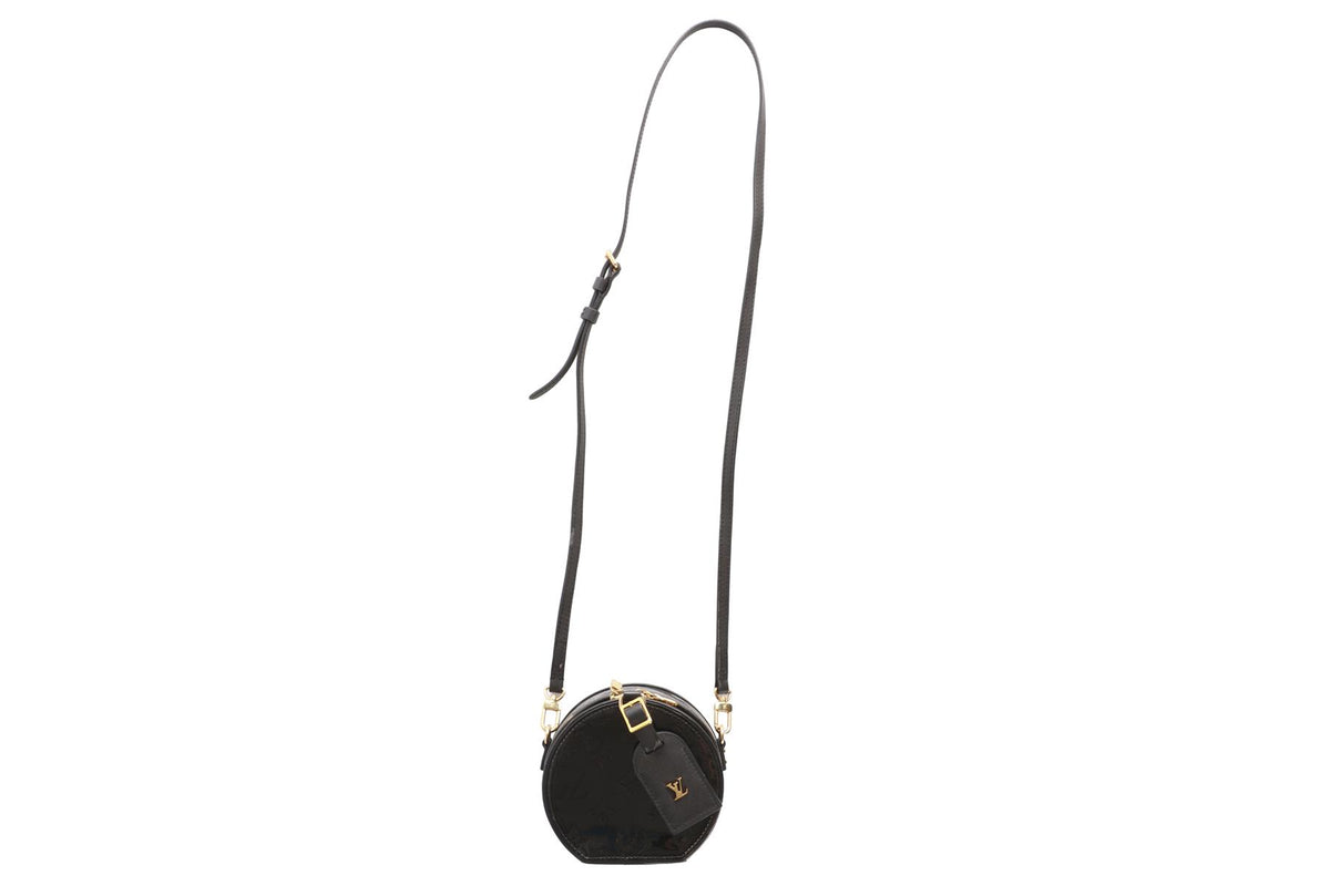 LOUIS VUITTON BLACK 2019 BOÎTE CHAPEAU MINI MONOGRAM PATENT LEATHER CROSSBODY BAG