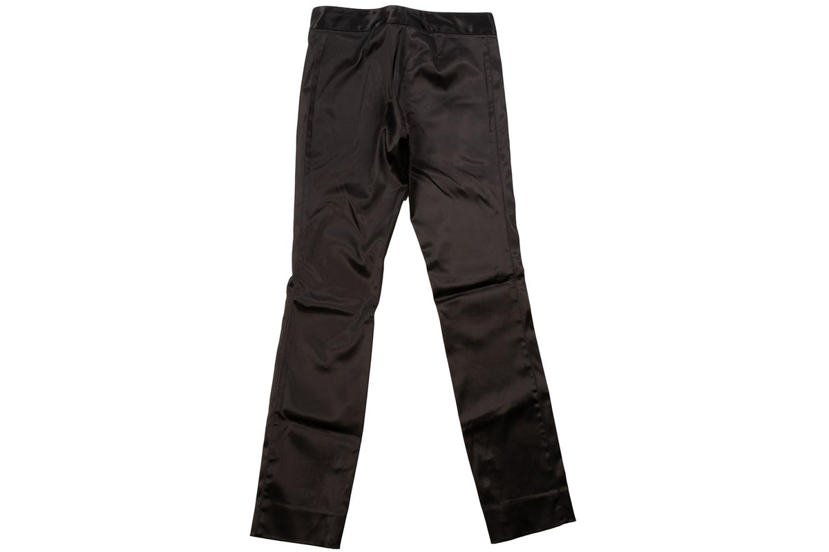 DOLCE & GABBANA BLACK VINTAGE SATIN STRAIGHT LEG PANTS XSMALL