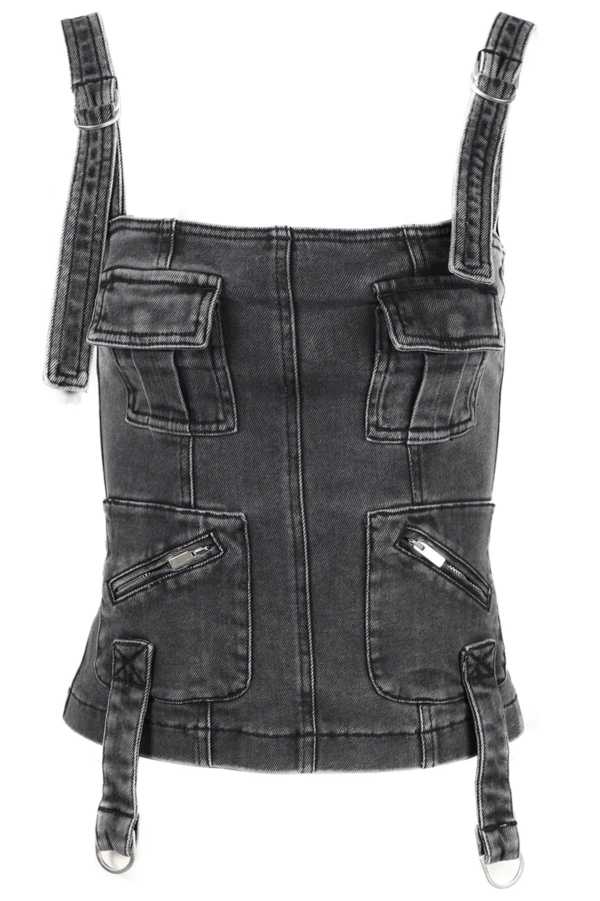 BLUMARINE GREY DENIM TOP IT 38 UK 6