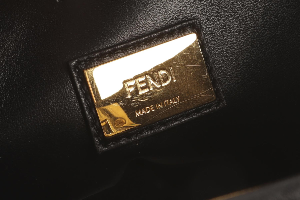 FENDI BLACK PEEKABOO MEDIUM LEATHER TOTE BAG