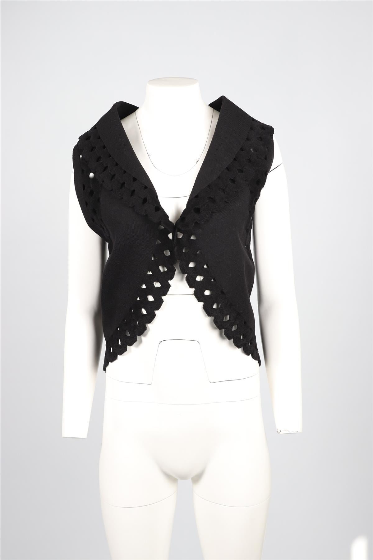 AZZEDINE ALAÏA BLACK WOOL BLEND GILET FR 36 UK 8