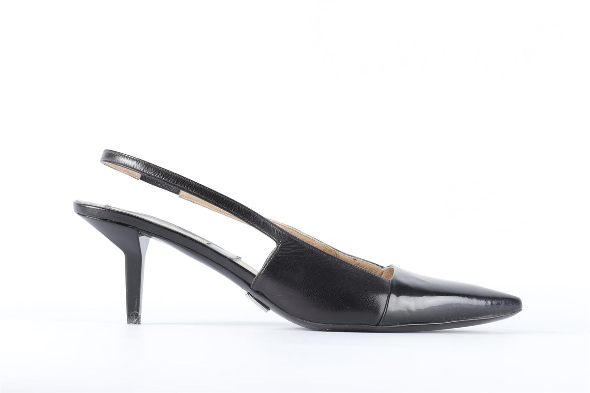 MICHAEL KORS BLACK LEATHER SLINGBACK PUMPS EU 38.5 UK 5.5 US 8.5