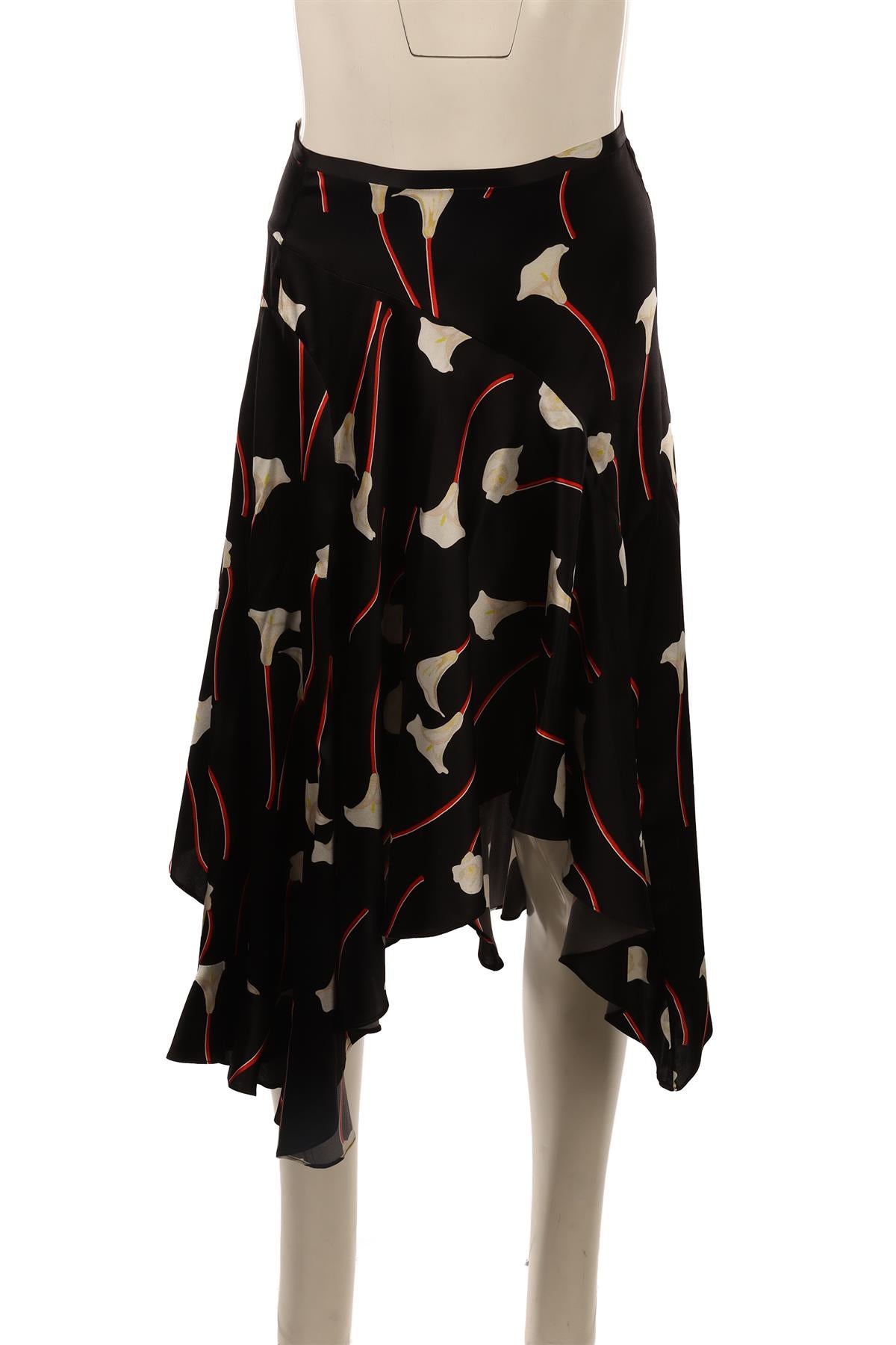 CAROLINE CONSTAS BLACK SILK MAXI SKIRT XSMALL