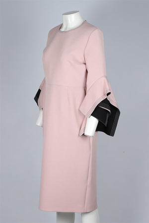 ROKSANDA PINK CREPE MIDI DRESS UK 14