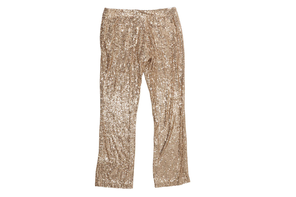 BALMAIN GOLD SEQUIN STRAIGHT LEG PANTS FR 38 UK 10