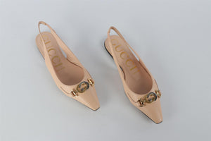 GUCCI NUDE GG LEATHER SLINGBACK FLATS EU 36 UK 3 US 6