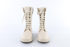 FENDI ECRU FF LEATHER ANKLE BOOTS EU 39 UK 6 US 9