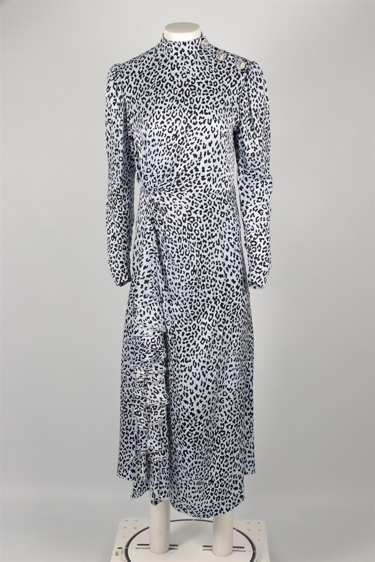 ALESSANDRA RICH BLUE SILK MAXI DRESS IT 42 UK 10