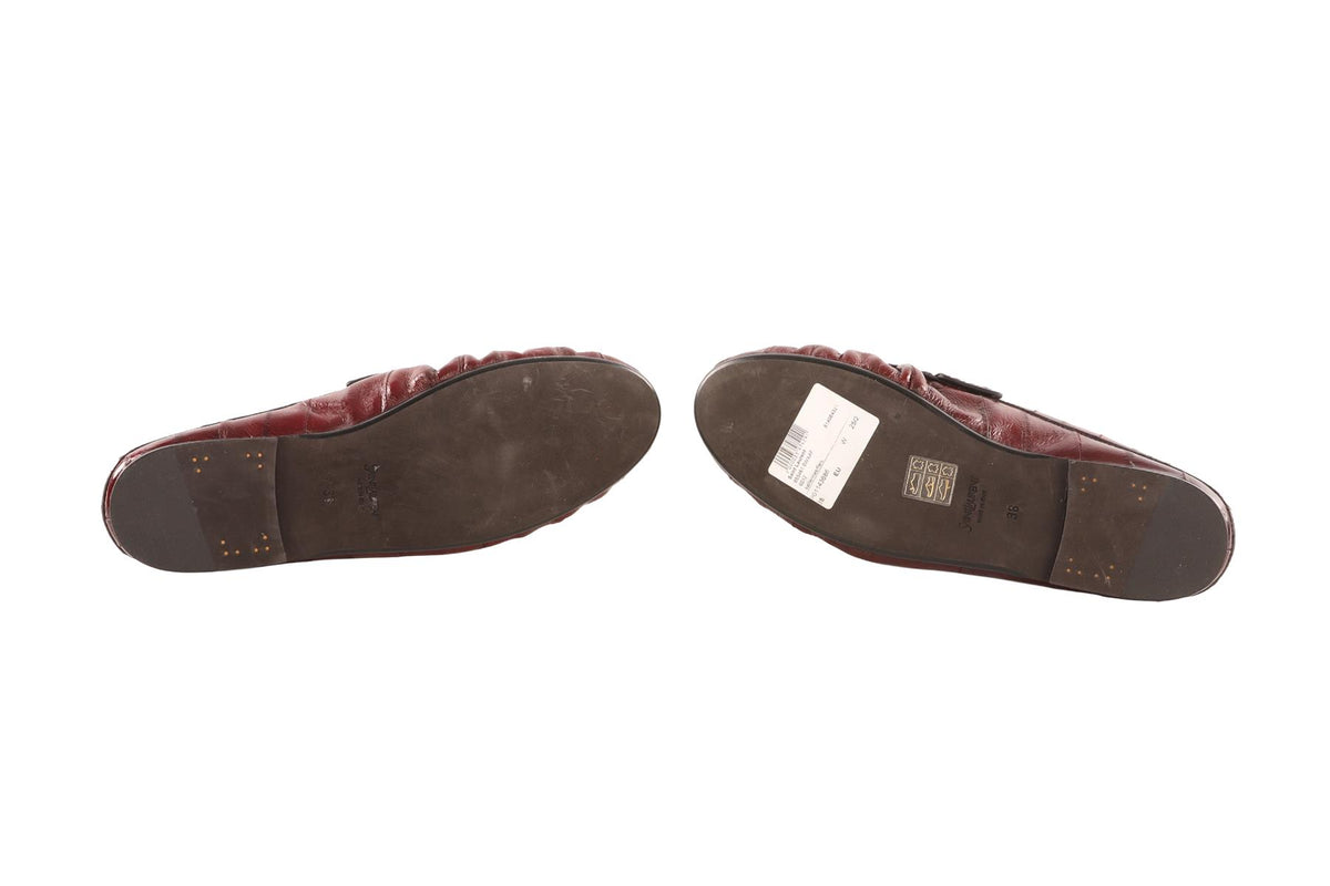 SAINT LAURENT BURGUNDY LE LOAFER LEATHER MULES EU 38 UK 5 US 8