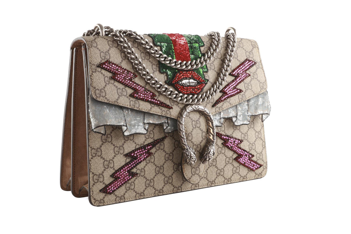 GUCCI BEIGE DIONYSIS MEDIUM GG SUPREME COATED CANVAS SHOULDER BAG