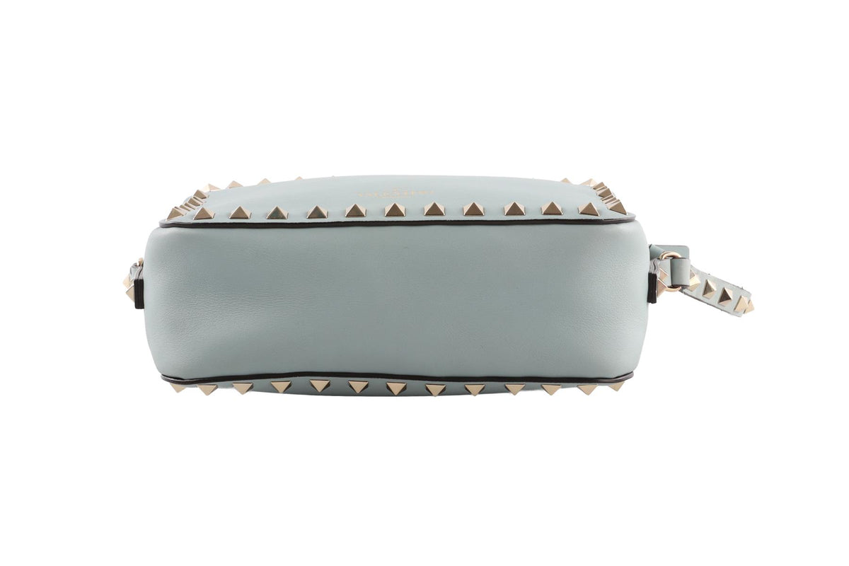 BLUE ROCKSTUD LEATHER SHOULDER BAG