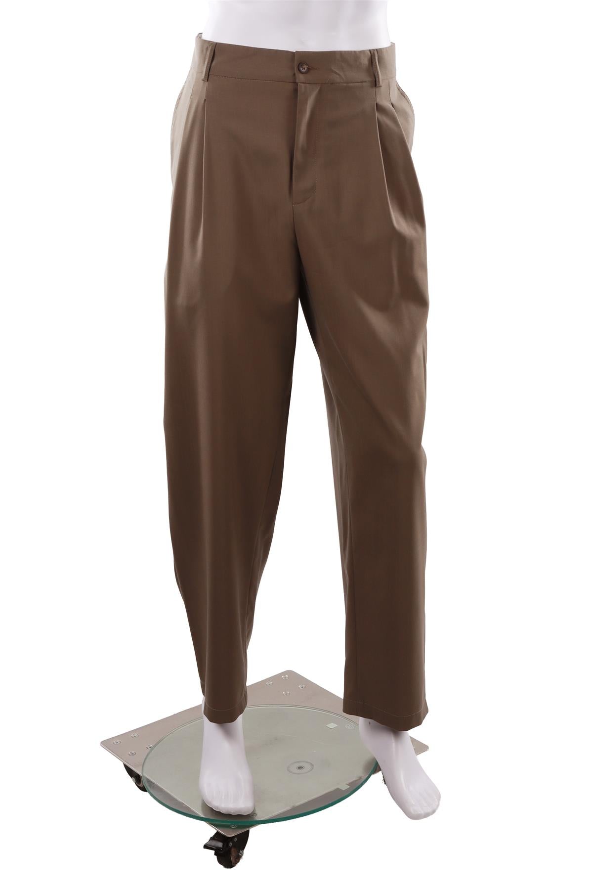 GREY LINEN STRAIGHT LEG PANTS