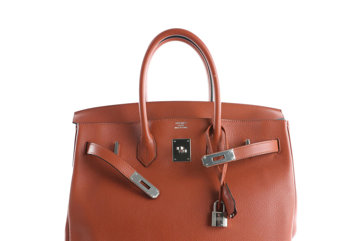 HERMÈS ORANGE 2017 BIRKIN 35CM TAURILLON NOVILLO LEATHER BAG
