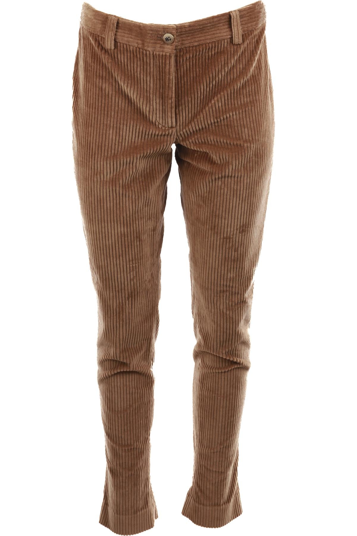 DOLCE & GABBANA BROWN CORDUROY TAPERED PANTS IT 42 UK 10